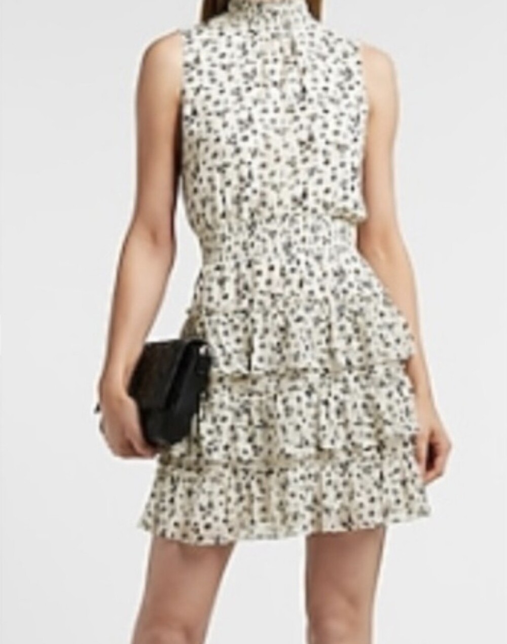 Express Ivory Mini Dress with Black Floral Print